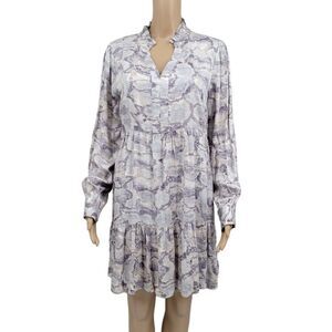 Karlie Abstract Snakeskin Print Long Sleeve Teired Dress Women's Size Medium